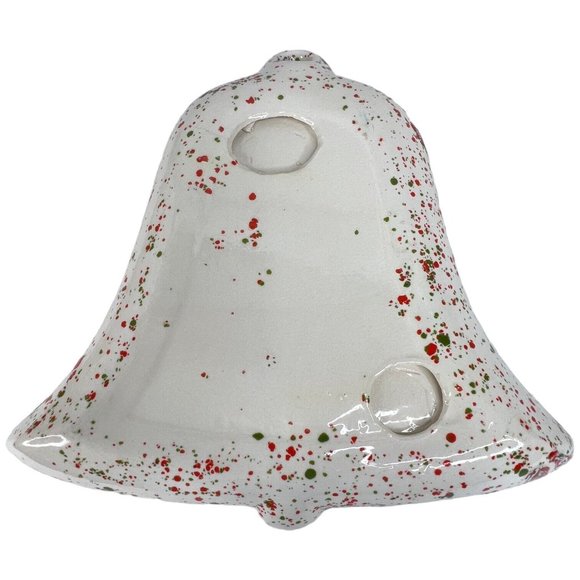 Atlantic Mold Ceramic Christmas Bell Plate Dish Platter Splattered Green Orange - Picture 7 of 7